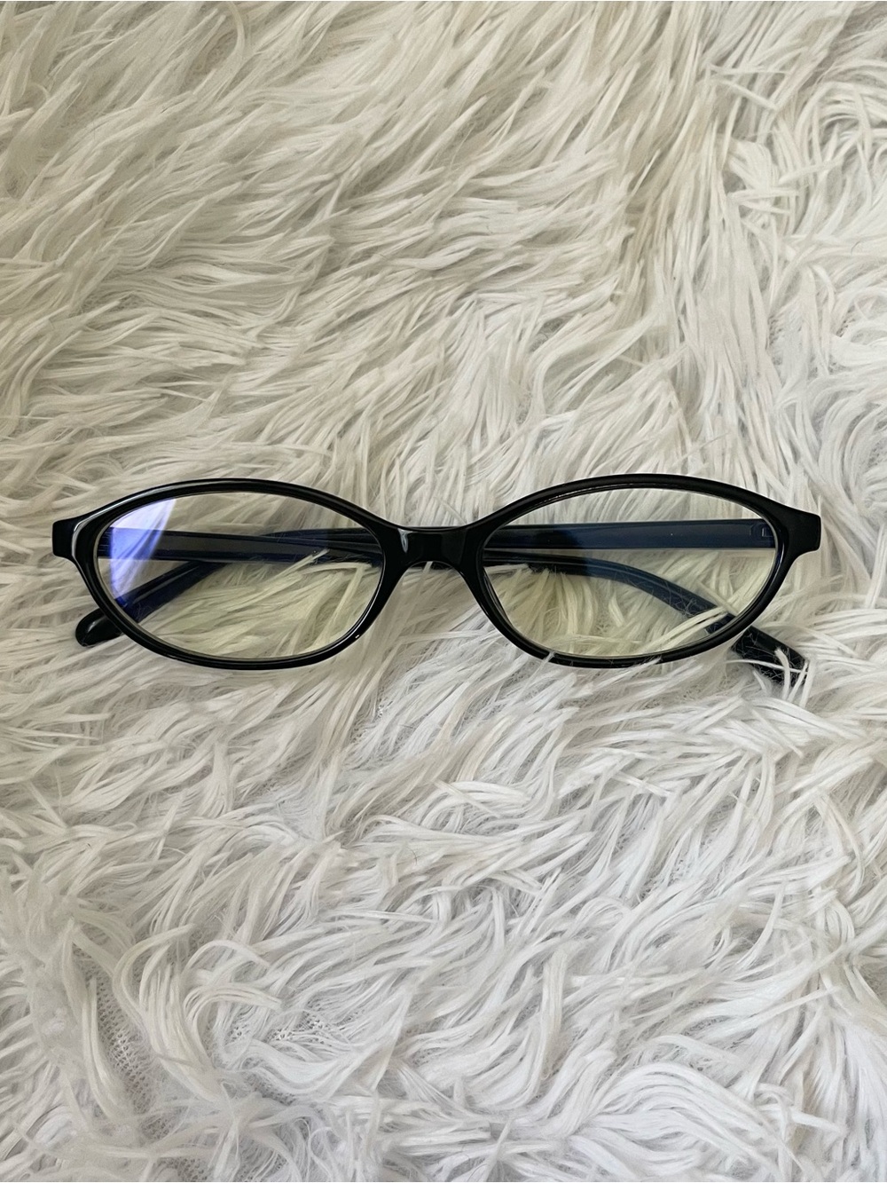 New Trendy hipster Korean oval black framed blue light clear glasses